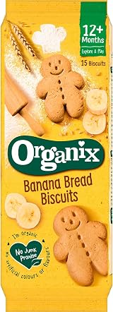 Organix Banana Bread Biscuits Toddler Snacks Gingerbread Men 135g Pack of 6 view 3