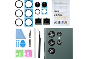 2PCS ASDAWN for Galaxy S22 Ultra Back Rear Camera Lens Glass Replacement for S22 Ultra 6.8 Inches Back Glass Camera Lens Repair kit,with Free Lens Film + Installation Manual + Repair Tool Set