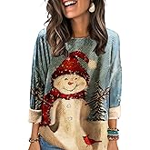 Prliuosu Womens Ugly Christmas Sweaters Casual Loose Oversized Pullover Sweaters Graphic Printed Knit Trendy Tops