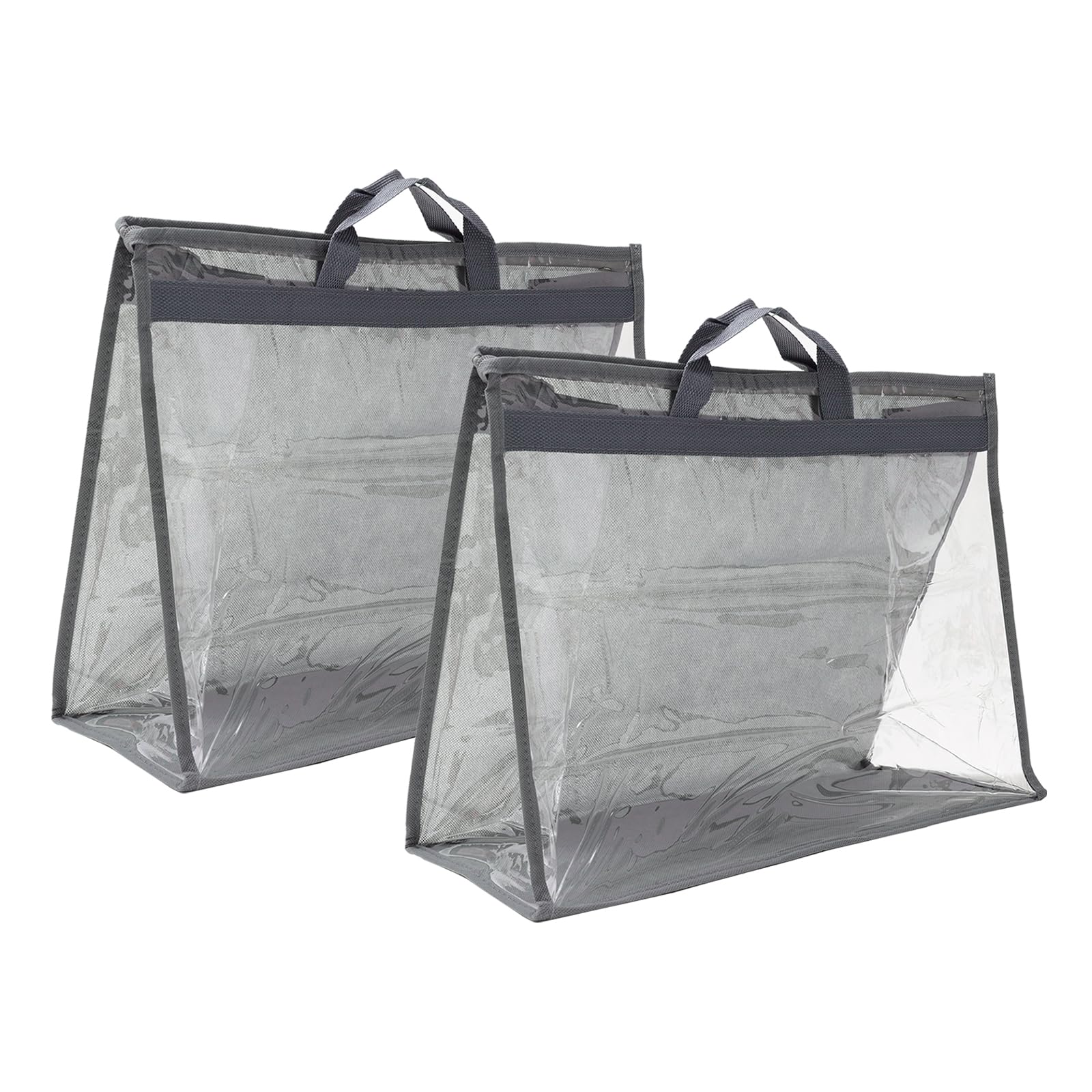 PATIKIL Handbag Dust Bags, 2 Pack Clear Purse Storage Organizer XL Size PVC Dustproof Handbag Cover Transparent Purse Protector, Gray