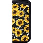 Giinly Sunflower Black Marble Glasses Case Eyeglass Sunglass Case Soft Pouch Slim Portable Eyeglasses Sleeve