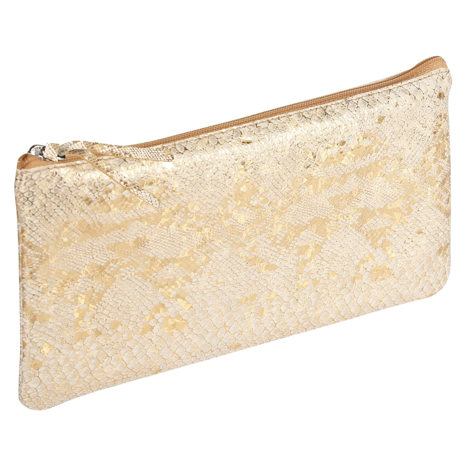 Clairefontaine 410015C - One Genuine Lambskin Flat School Pencil Case - Size: 22x11 cm - Snake motif - School Supplies - Coloured Pencil Case - Pencil Tray