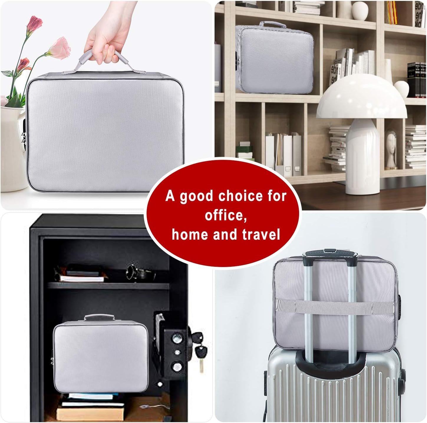 ENGPOW File Storage Bags, Fireproof Document Organizer Bag with Money Bag, Home Office Travel Safe Bag with Lock, Multi-Layer Portable Filing Storage for Important File Passport Certificates : Office Products