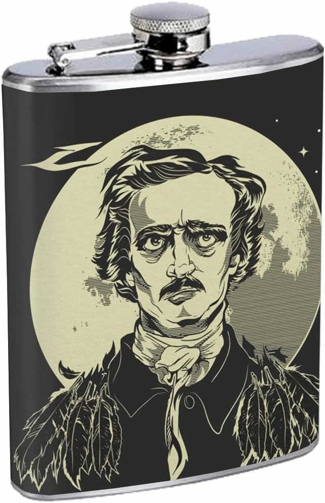 Edgar Allen Poe Gothic 8oz Stainless Steel Flask Drinking