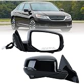 Passenger Side Mirror Compatible with Honda Accord Sedan 2013-2015 12Pins | Black with Camera Heated with Turn Signal Power Glass Manual Folding Right Door Mirrors Replaces #76200T2GA42ZC