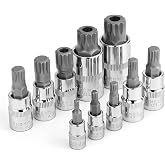 Paoeyrb 10Pcs Triple Square Spline Bit Socket Set | Premium Alloy Spline Socket Bit Set , Metric Sized S2 Steel Bits, Drive M4-M18 and Cr-V Sockets for Professionals