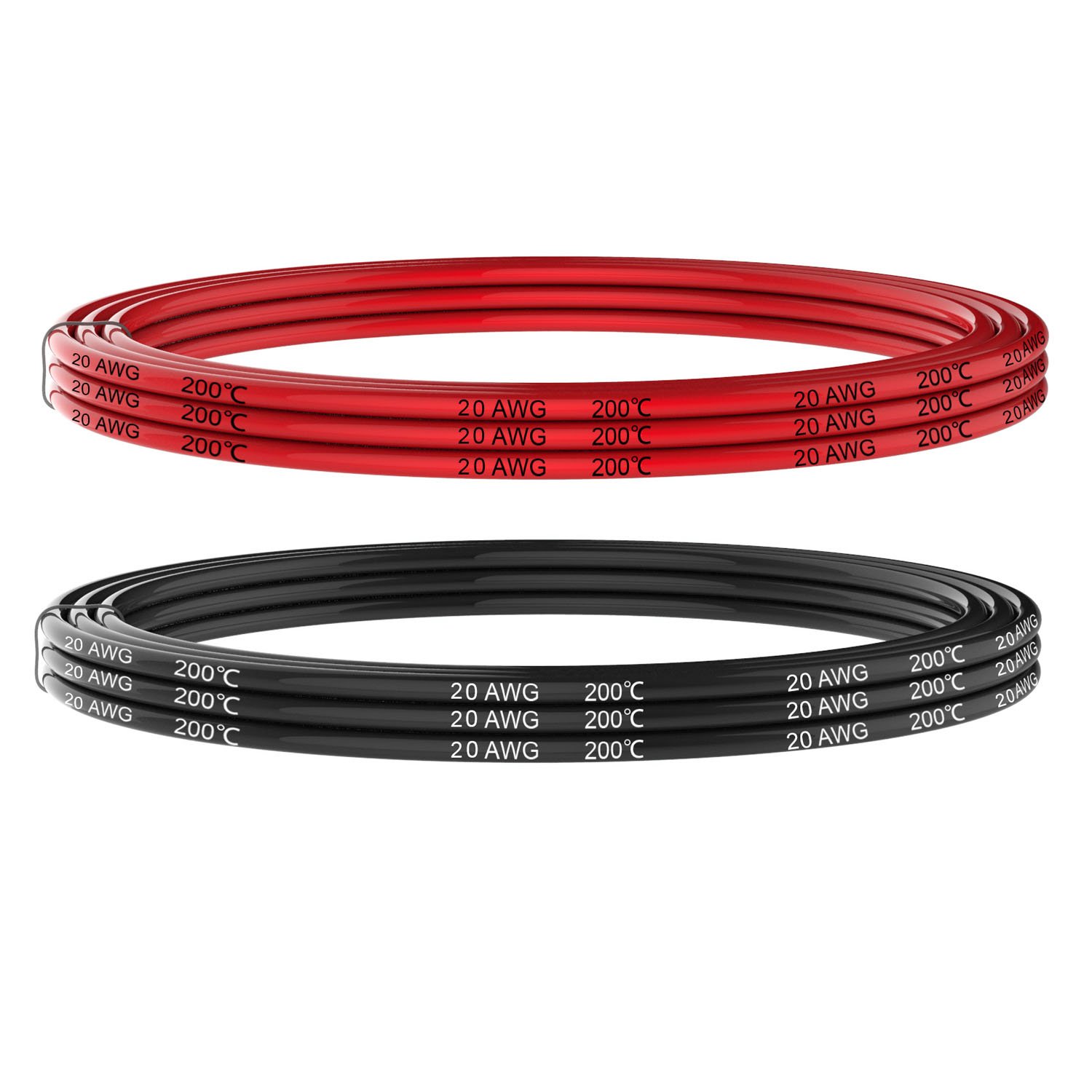 Electrical Wire 20 AWG 20 Gauge Silicone Wire Hook Up wire Cable 20 Feet [10 ft Black And 10 ft Red] - Soft and Flexible 100 Strands 0.08mm of Tinned copper wire High Temperature Resistant (20AWG)