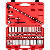 TEKTON 3/8 Inch Drive 6-Point Socket and Ratchet Set, 73-Piece (1/4-1 in., 6-24 mm) | SKT15311