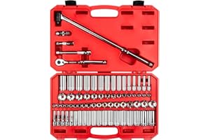 TEKTON 3/8 Inch Drive 6-Point Socket and Ratchet Set, 73-Piece (1/4-1 in., 6-24 mm) | SKT15311