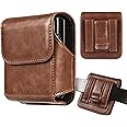 INGIDO Phone Pouch for Samsung Galaxy Z Flip 5/4/3 Case with Belt Clip, Leather Pouch with Belt Clip for Phone Holster Case for Motorola Razr Plus, Moto Razr+ 2023, Galaxy Z Flip 5/4/3/2 -Brown
