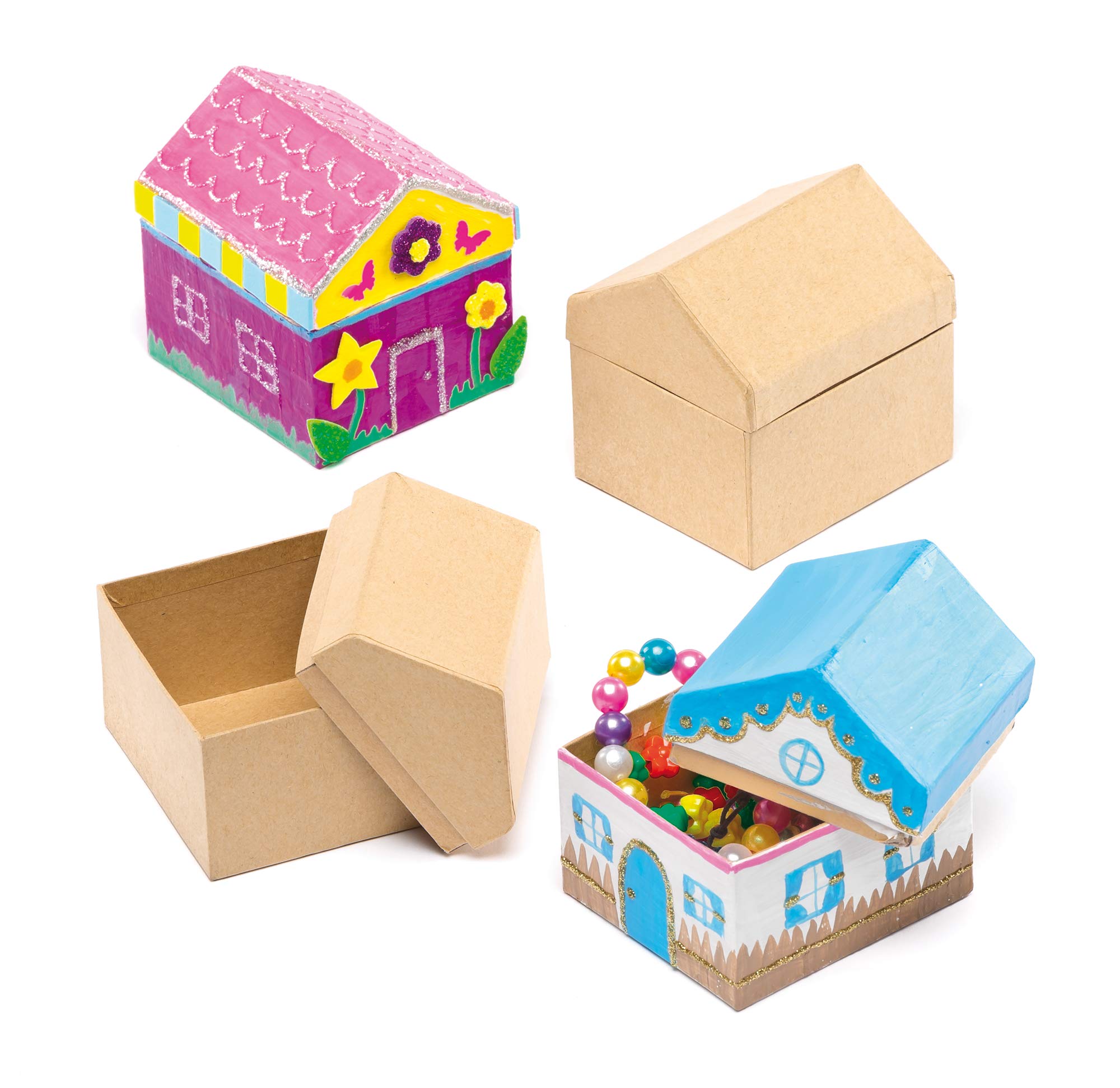 Baker Ross EF963 House Craft Boxes (Pack of 4), Assorted, 9 x 8 x 7 cm