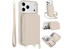 Crossbody Wallet Case for iPhone 17 Pro Max/17 Pro/17 Air/17, PU Leather Zipper Handbag RFID Blocking Protective Purse Case w