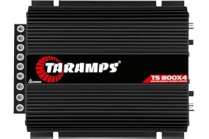 TARAMP'S Taramps TS 800x4 2 Ohms Black Multichannel Stereo Amplifier 800 Watts Rms, 4 Channels, Full Range, Car Audio Digital 2 Bridged Channel, Crossover High/Low Pass, with RCA and Automatic High Level Input