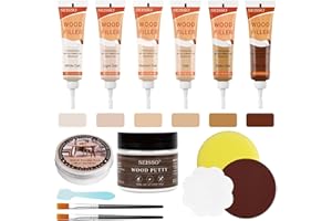 Natural Oak Wood Furniture Repair Kit, 6 Colors Wood Filler with Wood Putty, Wood Polish Wax for Holes, Scratches, Cracks, St