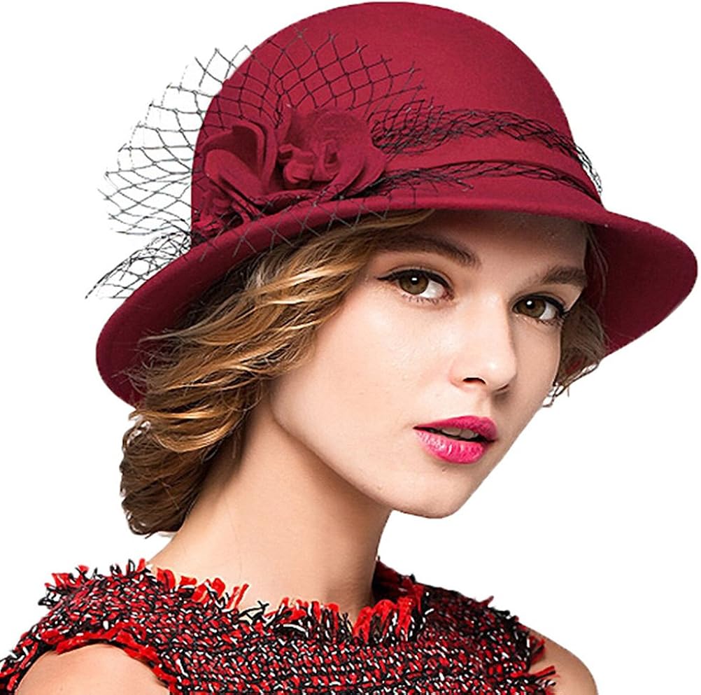Maitose Women's Wool Felt Bowler Hat Black at  Women’s Clothing store