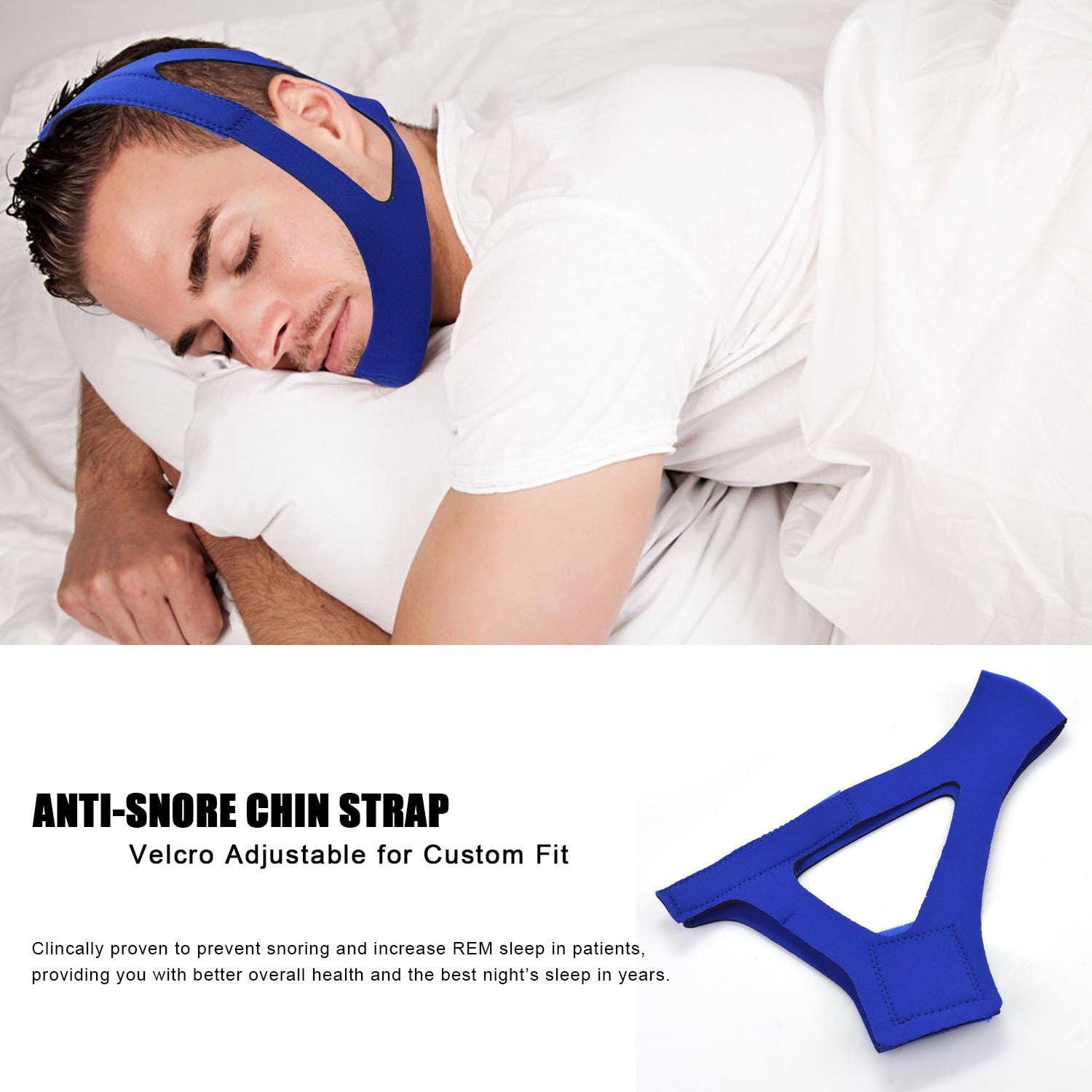 AntiSnoring Chin Strap, Easily Adjustable Sleep Snore Aids Stopper