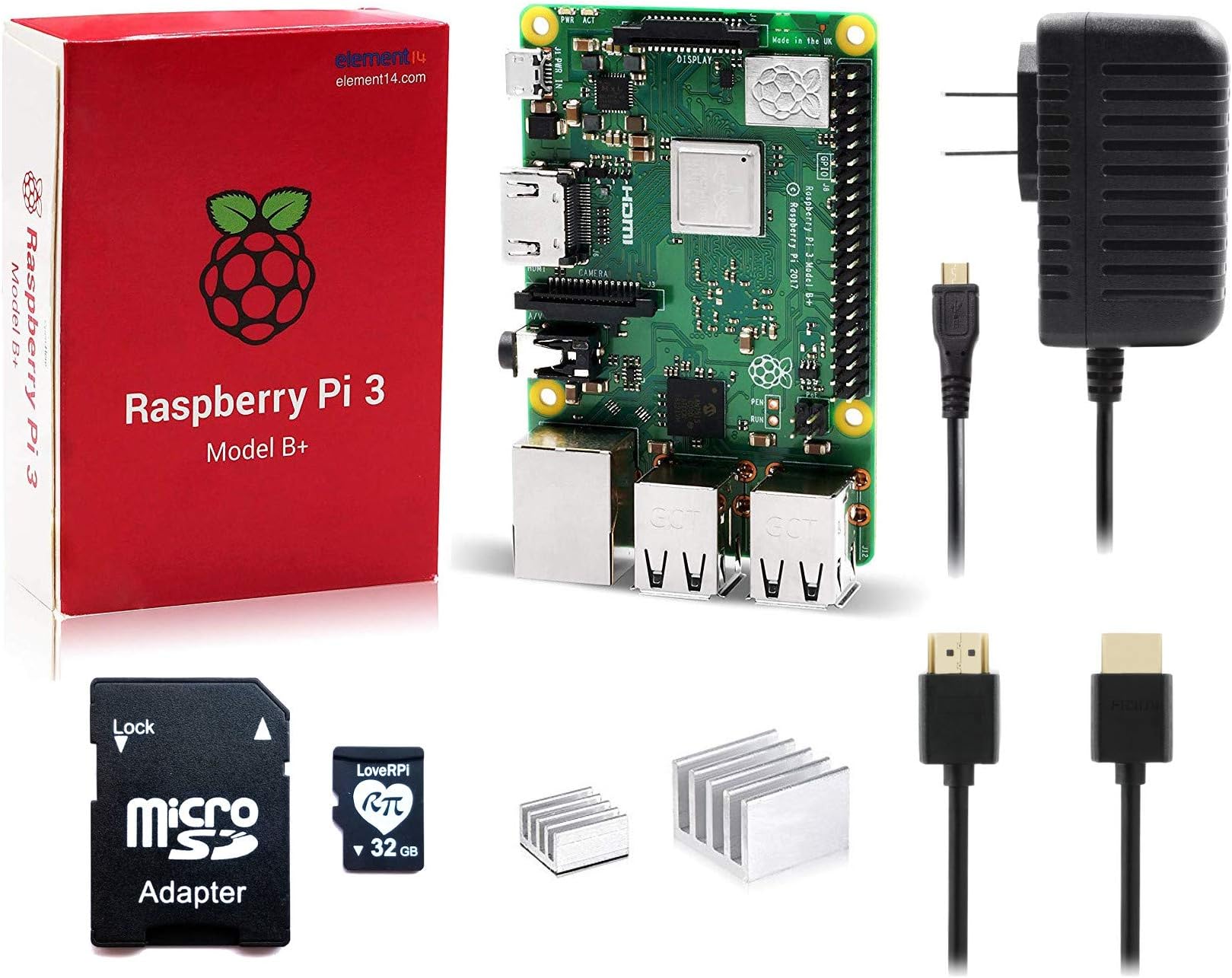 LoveRPi Raspberry Pi 3 B+ 32GB Plug and Play Starter Kit with Raspbian Desktop