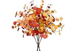 Agusbagli 6 Pcs Artificial Eucalyptus Leaves 28'' Tall Fall Flowers Leaf Greenery Stems Autumn Decorations for Home Wedding Centerpieces Thanksgiving Floral Arrangements