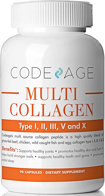 Codeage Multi Collagen Protein Capsules, Type I, II, III, V, X, Grass Fed, All in One Super Bone Broth with Collagen, 90 Count best cellulite products