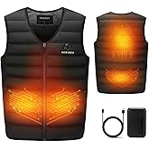 HEWINZE 4-Zone Heated Vest for Men,Lightweight Battery Heated Jacket,V-Neck Sleeveless for Layering,Outdoor,Work