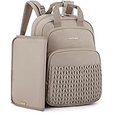 mommore Diaper Bag Backpack, Stylish Travel Baby Bag with Insulated Pockets, Changing Pad and Stroller Straps for Toddler (L-Brown Taupe, Large-27L)