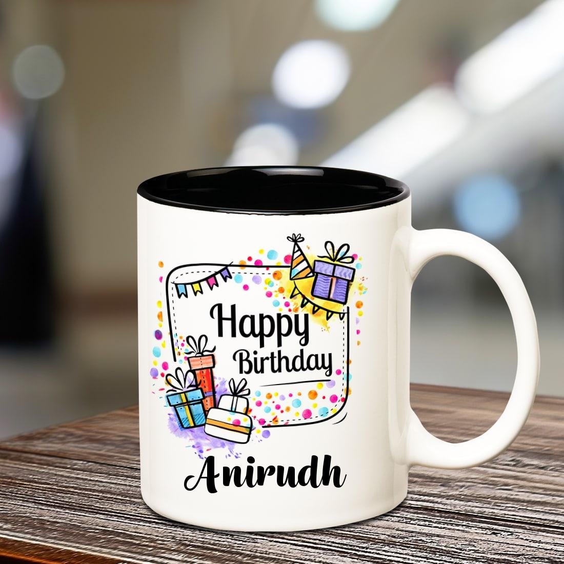 Buy Huppme Happy Birthday Anirudh Inner Black Coffee Name Mug Online At Low Prices In India Amazon In