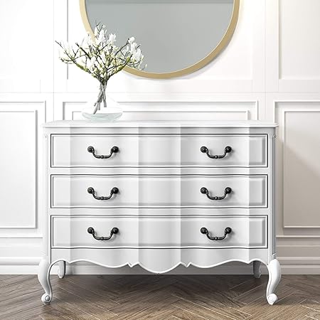 Camilla 3 Drawer Chest Carved And Curved Shape In White Amazon Co