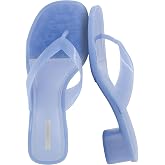 CUSHIONAIRE Toots Thong Strap Jelly Sandals for Women with Low Block Heel
