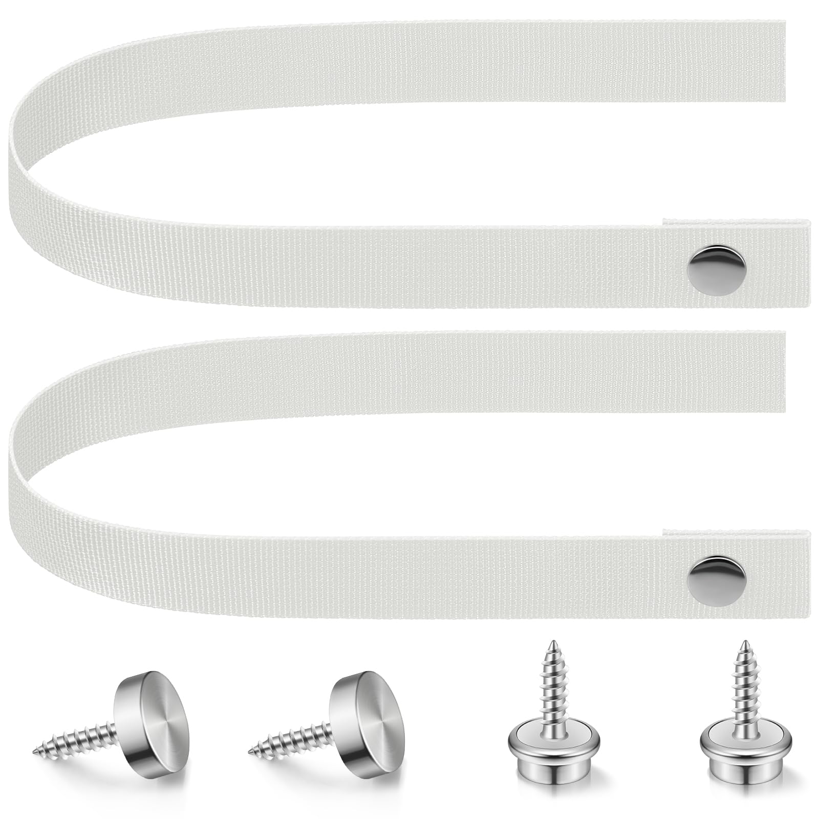 Photo 1 of 2 Pcs RV Door Straps with 4 Pcs Button Snap 18 Inch Camper RV Sliding Door Strap with Snap Boat Ladder Strap Long Security Straps for RV Pocket Door Boat Ladder Secure, White