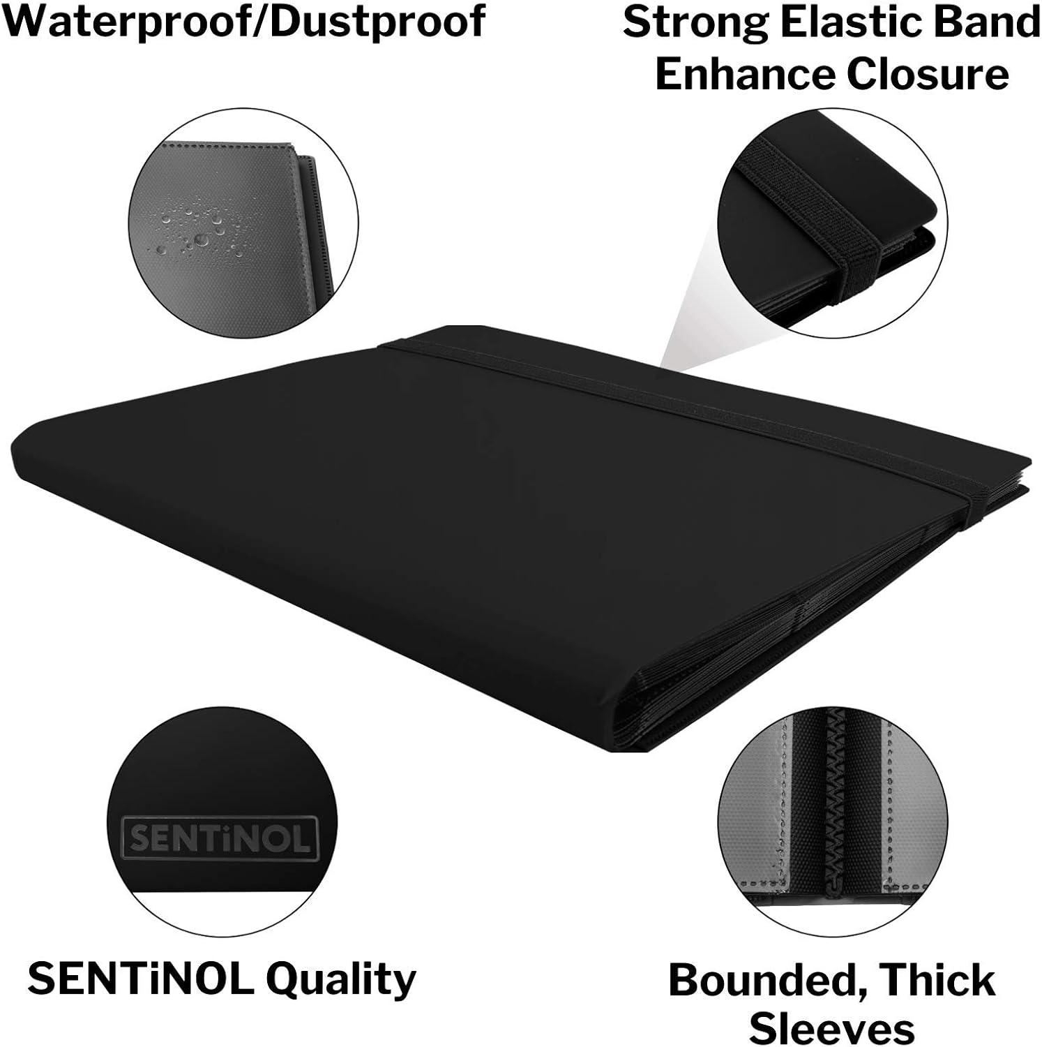 Sentinol Card Binder 9 Pocket - Sports Card Binder Hold 360 Cards in Heavyweight Sleeves, Trading Card Binder for Pokemon, MTG, Baseball Cards, Kpop Photos, Amiibo Cards (Black, 1 Pack): Toys & Games