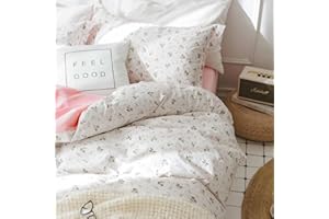 NANKO Pink Floral Duvet Cover Full Size, 3 Piece White Flower Botanical Pattern Vintage Reversible Microfiber Comforter Cover Set, Soft and Lightweight Cottage Preppy Quilt Cover for Women Girls 80"x90"