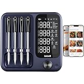 4-Probe Digital Meat Thermometer Wireless with Smart APP, Unlimited Range WiFi &amp; Bluetooth Meat Thermometer for BBQ, Rotisserie, Oven, Grill, Smoker,and Air Fryer Cooking