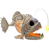 JOYIN Halloween Skeleton Lantern Fish with LED Eye Plastic Bones for Halloween Decoration Party Photo Prop, Graveyard Decor, Indoor Outdoor Spooky Scene(10.2” *5.5” *3”)