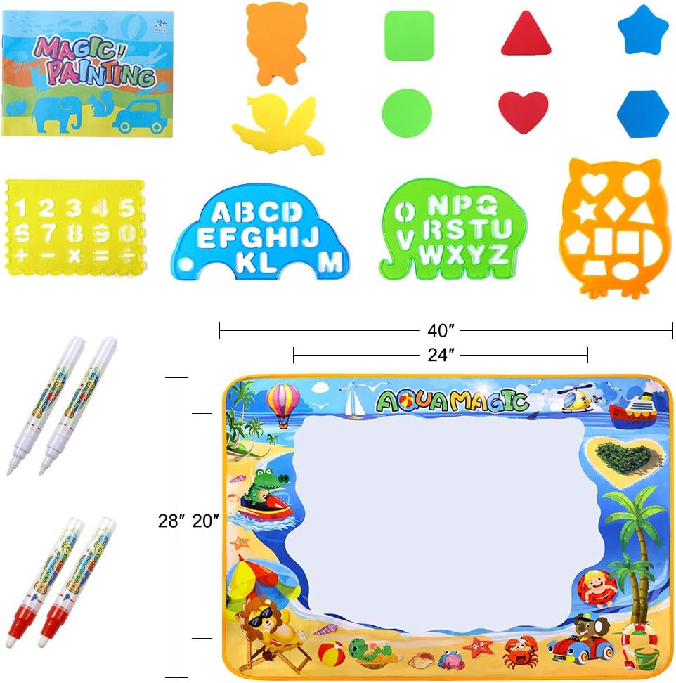 Toyard Doodle Mat, Large Aqua Magic Water Drawing Mat Toy Gifts for Boys Girls Kids Painting Writing Pad Educational Learning Toys for Toddler: Toys & Games