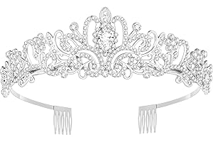 Queenship Tiara Crown for Women, Queen Tiara for Birthday Prom Bridal Party Custome Silver