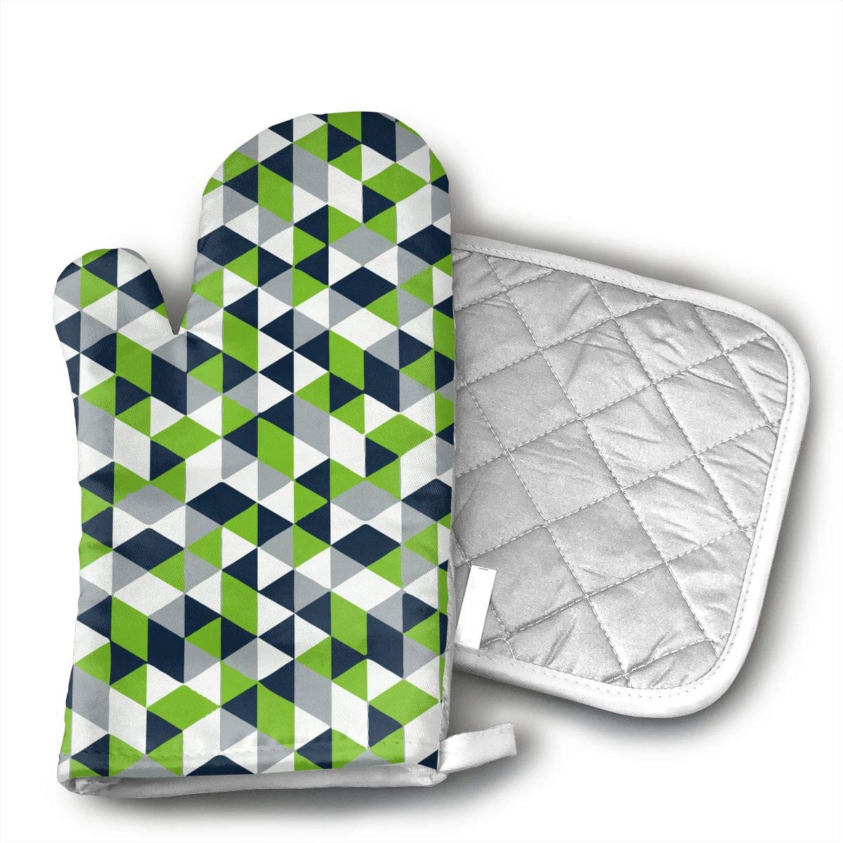 KEIOO Geometric Seahawk Oven Mitts and Potholders Heat Resistant Set of 2 Kitchen Set Non-Slip Grip Oven Gloves BBQ Cooking Baking Grilling