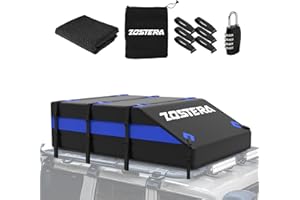 ZOSTERA Rooftop Cargo Carrier Roof Bag,100% Waterproof,15 Cubic Feet for All Vehicle with/Without Rack,Includes Anti-Slip Mat+10 Straps+6 Door Hooks+6 Extension Straps+Soft Roof Top Luggage Lock