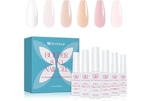 Arousar Builder Nail Gel, 6 Colors Clear Pink Nude Neutral Sheer Gel Builder Extension 8-in-1 Nail Strengthener Base Gel False Nail Tips Glue Gel