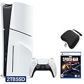 PlayStation 5 Slim Disc 2TB SSD Edition Bundle with Spider-Man: Miles Morales and Controller Case - White, Upgraded 2TB Ultra Fast SSD PS5 Slim Disc Gaming Console Bundle with Haptic Feedback Wireless Controller and Case [video game] [video game] [video ga