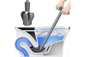 Cinola Upgraded Toilet Plunger with Holder, Wall Mounted Toilet Bowl Plunger with Hideaway Caddy, Dual Handle Plunger for Bathroom Built-in Drip Tray, Grey