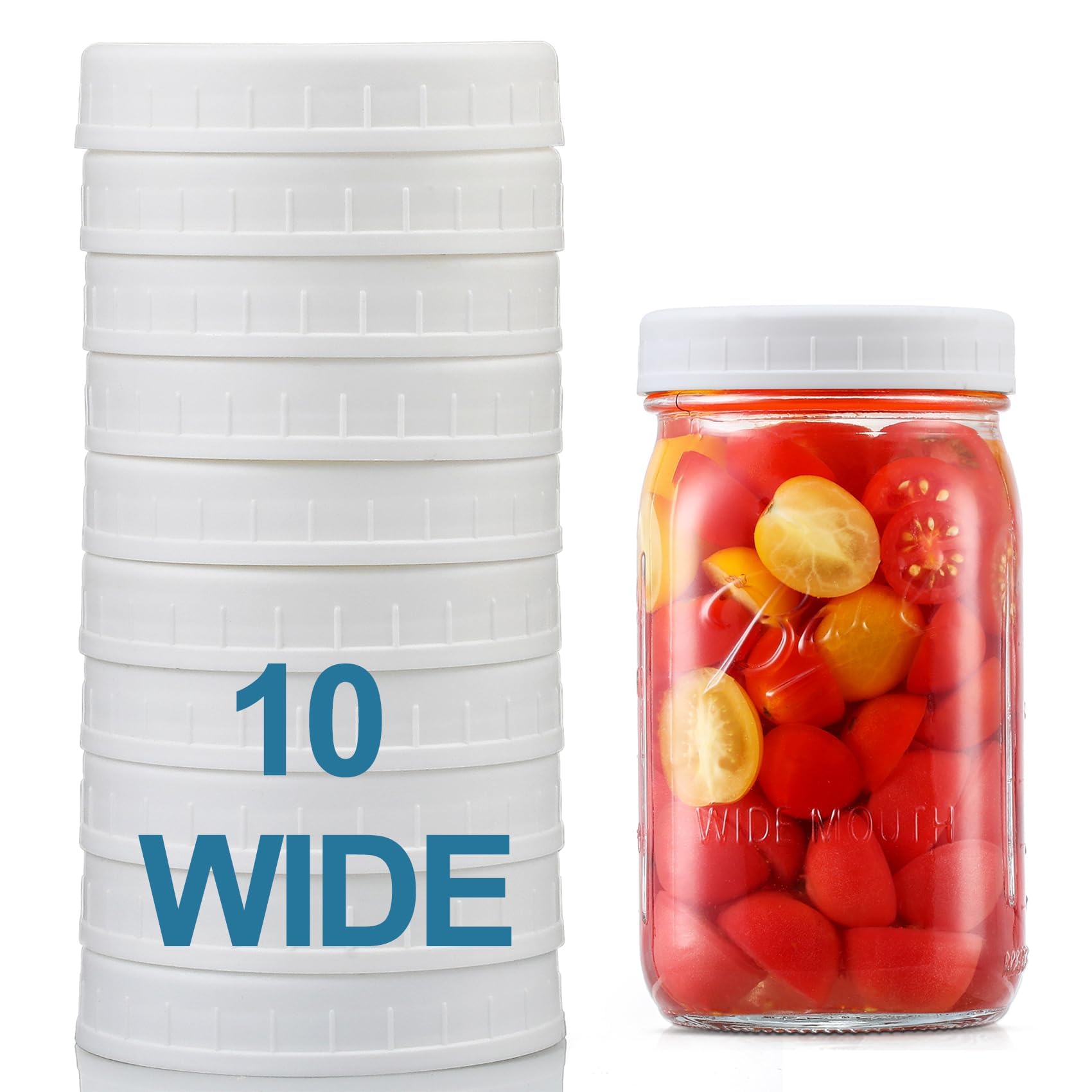 AOZITA [10 Pack] WIDE Mouth Mason Jar Lids for