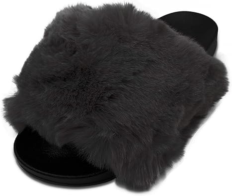 faux fur sandals