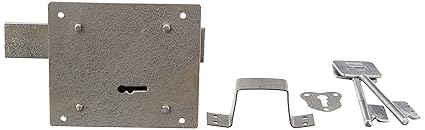 Harrison H-0176 Iron Three Lever Godown Lock Set (Silver)