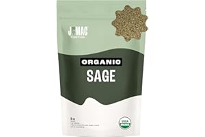J Mac Botanicals, Organic Rubbed Sage (8 oz), Certified USDA Organic, Dried Rubbed Sage Leaf. Culinary Grade-excellent for sausage making, fresh Albanian harvest