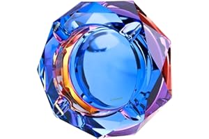 Kufox Crystal Outdoors Indoors Cigarette Ashtray Ash Holder Case Colorful Pattern Home Office Tabletop Beautiful Decoration C