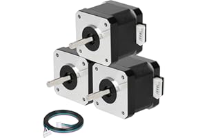 YEJMKJ 3pcs Nema 17 Stepper Motor 40MM Bipolar 1.5 A 42Ncm (59.47oz.in) 42 Motor 1.8 Degree 2 Phase 4-Lead Nema17 Motors with 1m Cable and Connector for DIY CNC 3D Printer, 1.66x1.66x1.58inch