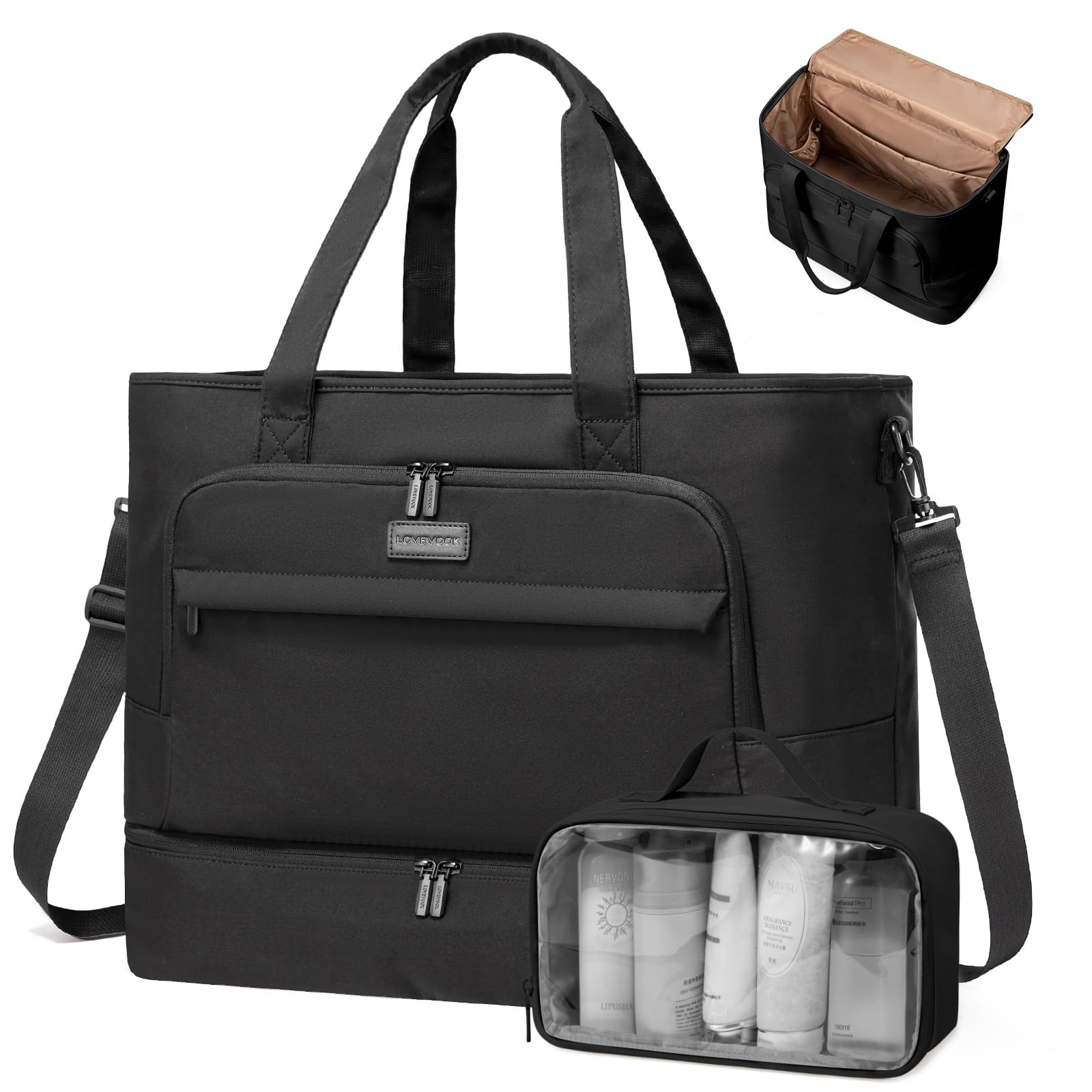 Photo 1 of LOVEVOOK Weekender Bags for Women Travel, Large Personal Item Travel Overnight Bag, Carry on Duffle Bags with Shoe Compartment, Toiletry Bag, Wet Pocket, for Airplane, Hospital Labor Delivery