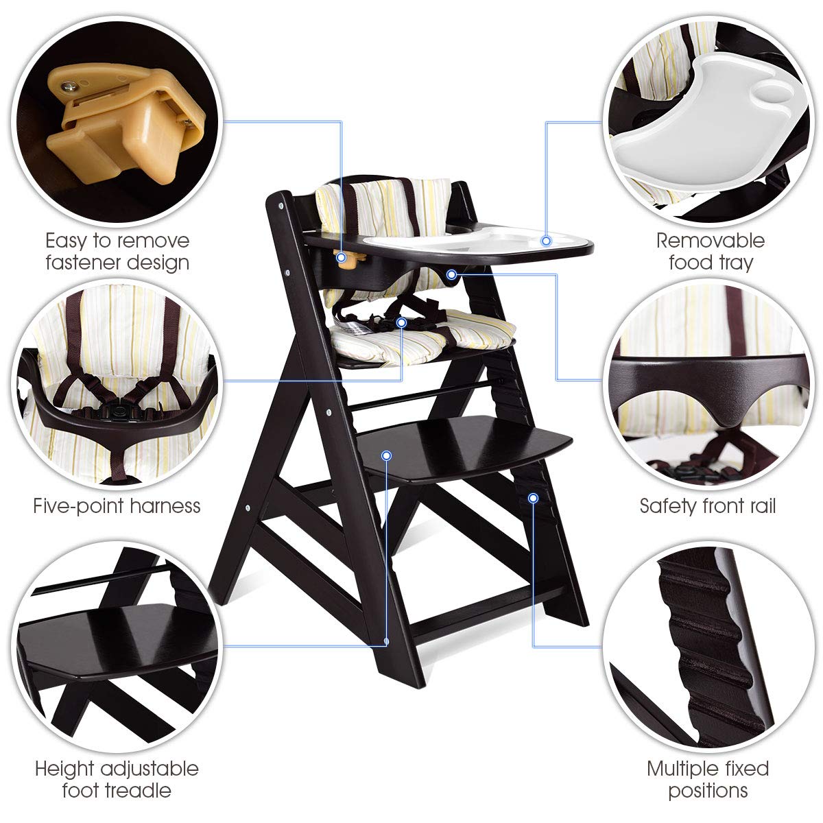 costzon wooden high chair