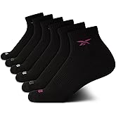 Reebok Girls' Quarter Socks - 6 Pack Moisture-Wicking Low Cut Athletic Ankle Socks for Girls (Sizes: S-L)
