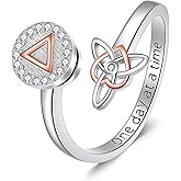 JERWLI AA Sobriety Ring 925 Sterling Silver Stay Sober Recovery Anxiety Ring Sobriety Gifts for Women